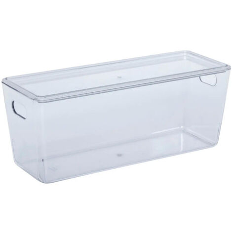 5Five Simply Smart – Boîte de rangement transparente 5L – Dimensions L. 14 x l. 35 x H. 13 cm – Polypropylène & PET – Couvercle pour superposition facile