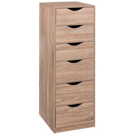 5Five Simply Smart – Caisson 6 tiroirs bois naturel 33x38x100 cm – Panneaux agglomérés – Rangement documents A4 – Montage facile