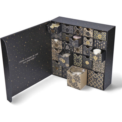 5Five Simply Smart – Calendrier de l'Avent avec 24 bougies parfumées – Dimensions 30x8,5x29,5 cm – Cire parfumée pour ambiance chaleureuse