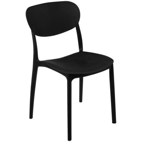 5Five Simply Smart – Chaise empilable noire en polypropylène – Hauteur d'assise 79 cm – Design moderne pour salle à manger et extérieur – Poids léger 3,65 kg