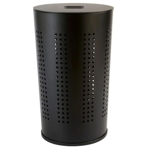 5Five Simply Smart – Corbeille à linge en métal 45L noir – Design ajouré moderne – Dimensions D. 35 x H. 58 cm – Poids 2,86 kg – Capacité optimale pour rangement