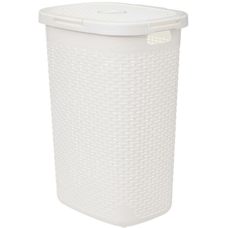 5Five Simply Smart – Corbeille à linge en polypropylène 60l – Dimensions 45x35.2x65.8cm – Poids léger 1.84kg – Design blanc élégant