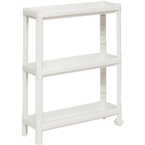 5Five Simply Smart – Desserte de cuisine à roulettes 3 niveaux blanc 52x17x70,5cm – Polypropylene résistant à l'humidité – Capacité 15kg