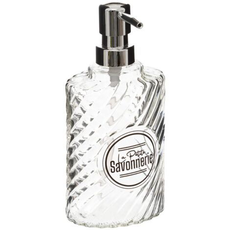 5Five Simply Smart – Distributeur de savon en verre 450 ml – Dimensions 9 x 6.5 x 20.5 cm – Accessoire élégant pour salle de bain ou cuisine