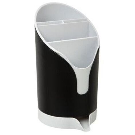 5Five Simply Smart – Égouttoir à couverts noir 20 cm – Compartiments et gouttière intégrée – Pour séchage efficace de la vaisselle – Matière ABS durable