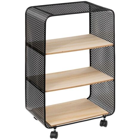 5Five Simply Smart – Étagère 3 cases sur roulettes – Métal et MDF – Dimensions L. 43.6 x P. 28 x H. 74 cm – Pour rangement moderne et élégant