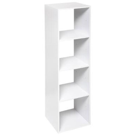 Five Simply Smart – Étagère 4 cases blanche 134cm – Panneaux agglomérés – Style moderne – Rangement pratique pour intérieur