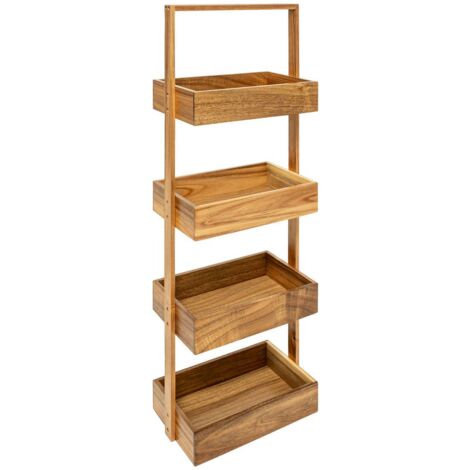 5Five Simply Smart – Étagère 4 niveaux en acacia – Dimensions L. 26,8 x P. 16 x H. 88 cm – Résistante à l'humidité – Idéale pour rangement optimisé