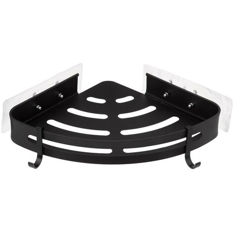 5Five Simply Smart – Étagère de douche en angle noire 29,2x23,5 cm – Fixation sticker sans perçage – Aluminium et acier résistant à la corrosion
