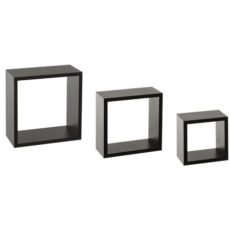 5Five Simply Smart – Lot de 3 étagères murales flottantes cubes en MDF noir – Fixations invisibles – Dimensions : 15/20/25 cm – Poids total 1,8 kg