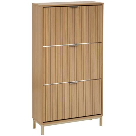 5Five Simply Smart – Meuble à chaussures Tasso 3 tiroirs – Rangement pour 18 paires – Bois MDF et aggloméré – Dimensions 63x24x131.5 cm – Couleur beige
