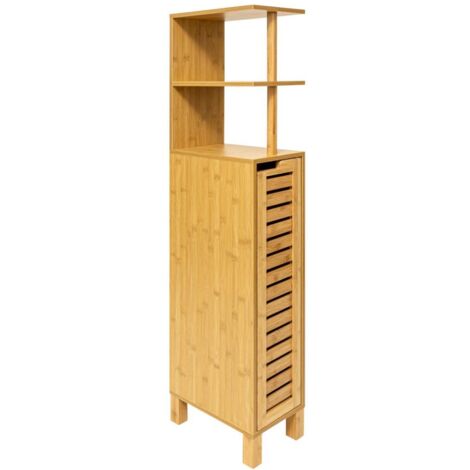 5Five Simply Smart – Meuble de rangement WC Sicela en bambou naturel – Dimensions L. 19 x P. 30 x H. 120 cm – Montage facile – Écologique et durable
