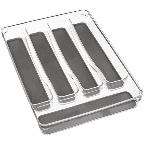 5Five Simply Smart – Organiseur de tiroir à couverts 5 compartiments 33 x 23 cm – En PET et TPE – Antidérapant pour sécurité – Compatible avec tiroirs standard