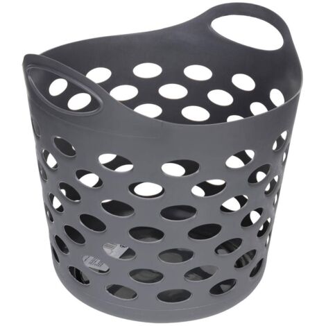 5Five Simply Smart – Panier à linge 28 L en polypropylène – Couleur gris – Hauteur 38 cm – Diamètre 40 cm – 2 poignées pour transport facile