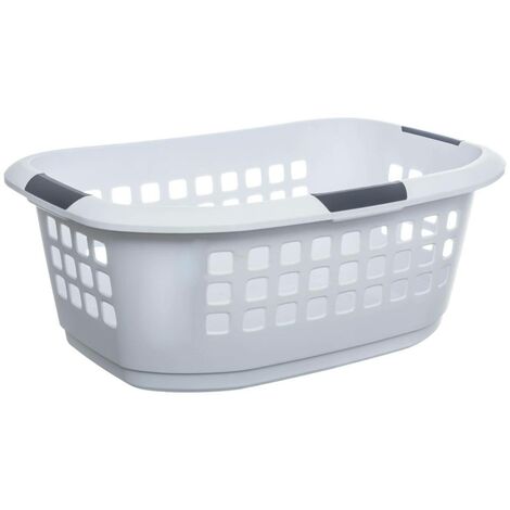 5Five Simply Smart – Panier à linge en polypropylène blanc 51L – Dimensions 67,4x46,8x27,1cm – 3 poignées pour transport facile – Ventilation anti-odeurs
