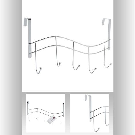 5Five Simply Smart – Patère 5 têtes vague en acier inox – Fixation murale – Design moderne pour intérieur – Longueur 38.5 cm – Largeur 9.2 cm