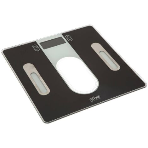 5Five Simply Smart – Pèse personne de salle de bain – Alimentation électrique – Verre trempé – 31x31cm – Poids 1.18kg – Précision 100g