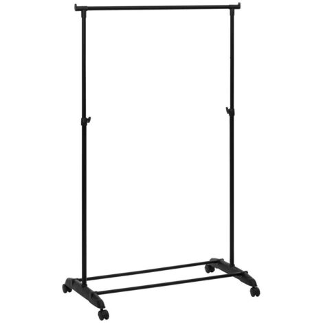 5Five Simply Smart – Porte-manteau individuel extensible en métal noir – Hauteur réglable 110-160 cm – Roulettes en polypropylène – Largeur 42 cm