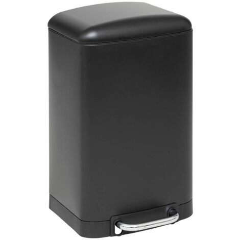5Five Simply Smart – Poubelle 20 litres en métal noir à ouverture à pédale – Acier inoxydable durable – Seau intérieur amovible pour nettoyage facile