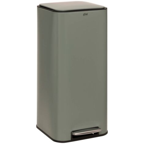 5Five Simply Smart – Poubelle 30 litres en métal vert – Ouverture à pédale – Filtre à charbon actif – Seau amovible pour nettoyage facile