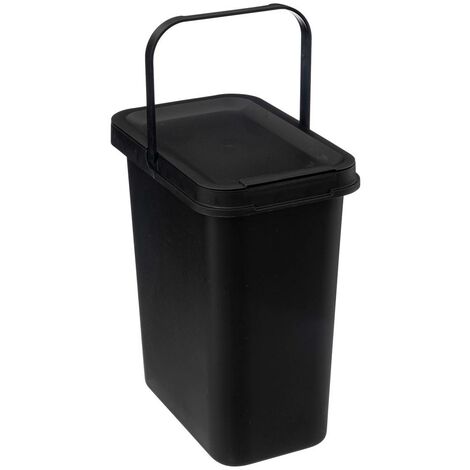 5Five Simply Smart – Poubelle de salle de bain 12 l – Dimensions 29,5 x 19,5 x 35 cm – Polypropylène noir – Résistante à l'usure quotidienne