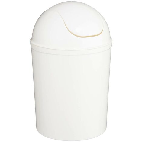5Five Simply Smart – Poubelle de salle de bain 7L avec couvercle à bascule – Blanc – Dimensions 19,5 cm x 33 cm – Polypropylène – Compatible sacs 7L - BAIN 7 L