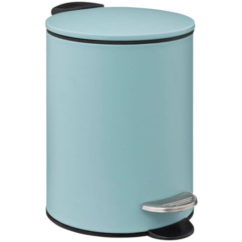 5Five Simply Smart – Poubelle en métal 3L – Couleur bleu arctique – À pédale avec fermeture silencieuse – Design moderne pour salle de bain