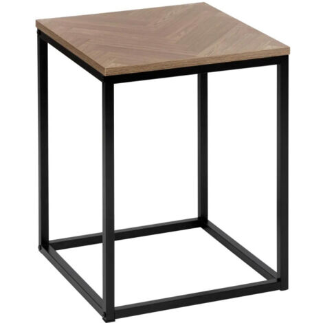 5Five Simply Smart – Table d'appoint bout de canapé chevrons 50cm – Plateau en panneaux de particules – Piètement en acier – Couleur naturel et noir