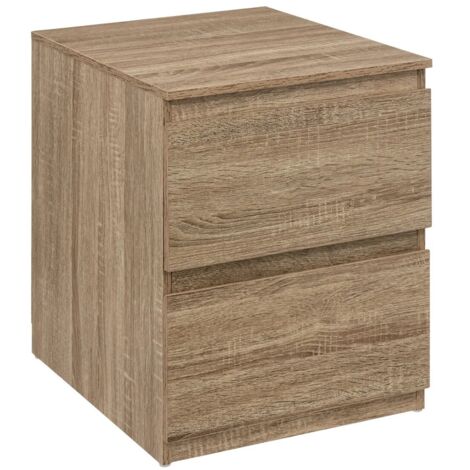 5Five Simply Smart – Table de chevet 2 tiroirs 38 cm en panneau de particules – Bois naturel – Dimensions 48x38x50 cm – Meuble élégant pour chambre