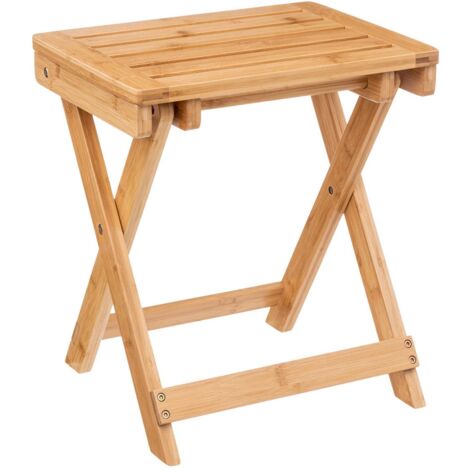 5Five Simply Smart – Tabouret pliant en bambou – Charge max 120 kg – Dimensions 39,5 x 33,5 x 44 cm – Pliable pour rangement facile – Usage intérieur et extérieur