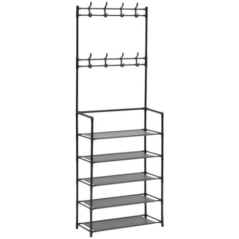 5Five Simply Smart – Vestiaire intissa 5 étagères en acier noir 170cm – Charge maximale 1.22kg – Dimensions 60x25.5cm – Pour espaces confinés