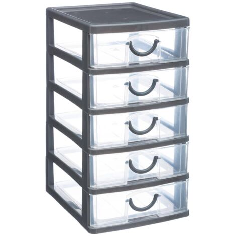 5five - torre de almacenamiento de plástico de 5 cajones grande