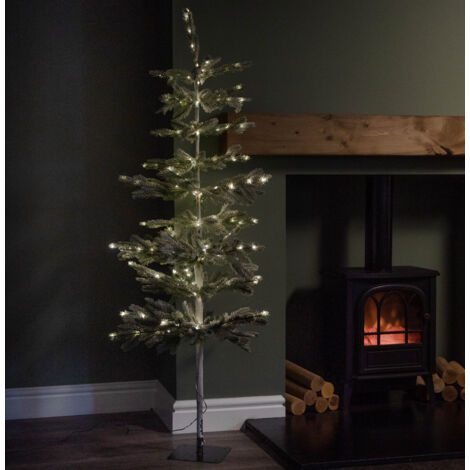 5ft (1.5m) Light up Christmas Pine Needle Tree with 220 Warm White LEDs and Metal Stand