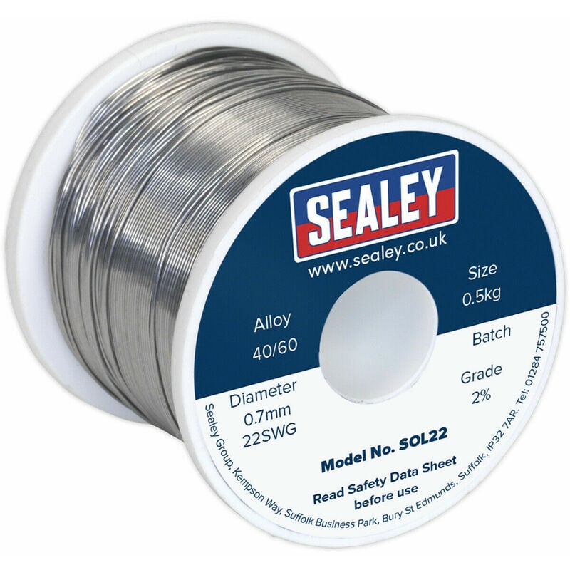 0.5kg Quick Flow Solder Wire Cable Reel Drum - 0.7mm 22SWG - 40/60 Tin/Lead