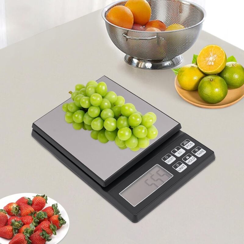 5Kg/0.1g Balance de cuisine, Balance numérique de ménage Portable avec écran LCD verrouillable Écran tactile 6 touches Équipée pour la cuisinela