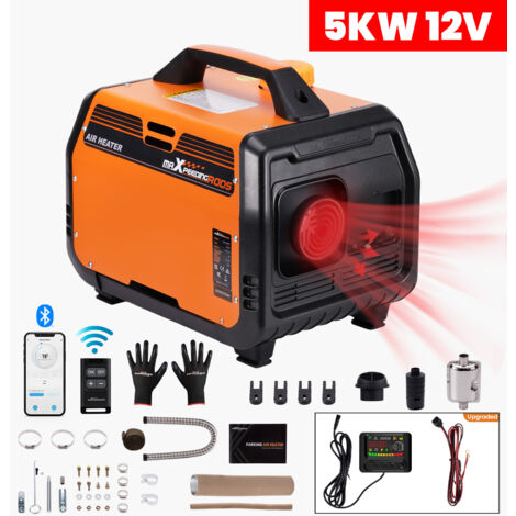 5KW 12V Calentador diesel coche Calentador de aire Bluetooth Interruptor LCD para Autocaravanas Cami贸n Furgonet