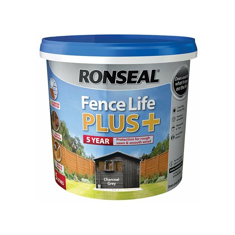 Ronseal - Fence Life Plus+ Chacoal Gey 5 lite RSLFLPPCG5L - Grey