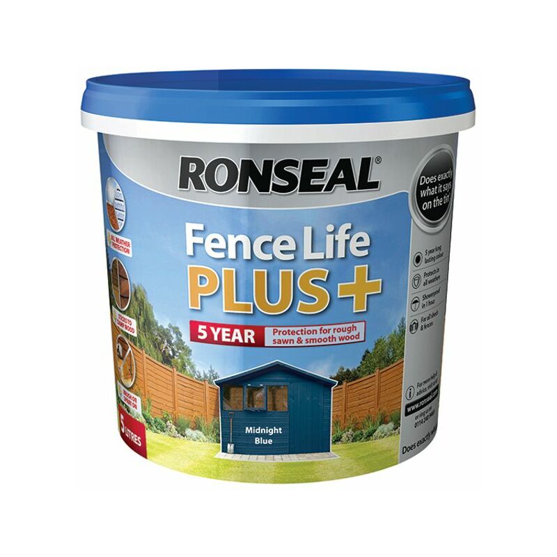 Ronseal - Fence Life Plus+ Midnight Blue 5 lite RSLFLPPMB5L - Blue