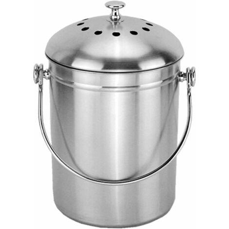 5L Seau à Compost en Acier Inoxydable Poubelle à Compost pour Comptoir de Cuisine Bac à Compost de Cuisine Seau à Compost Cuisine Compost avec Couvercle,Composteur de Cuisine pour Déchets Alimentaire