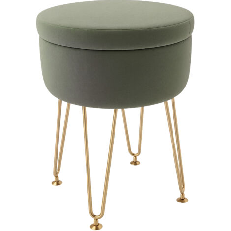 5L Velvet-Feel Storage Ottoman - Green