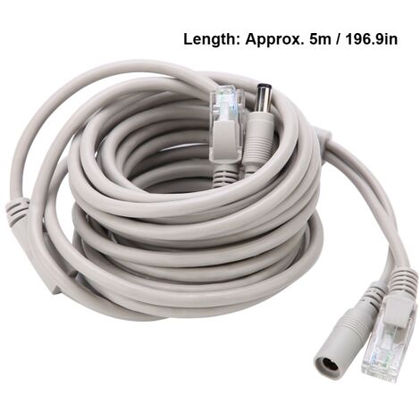 5M/10M/15M/20M RJ45 + cble de vidéosurveillance Ethernet DC pour caméras IP système NVR 10Mbps100Mbps (5M)