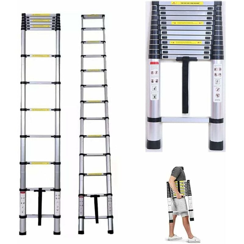 Hsha - 5M 16.4ft Échelle Télescopique en Aluminium Echelle Pliante Multifonction Telescoping Ladder Folding Ladder Charge Maximale: 150kg, en 131