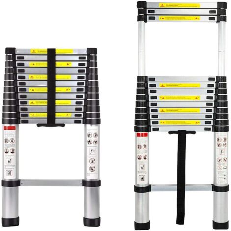 5M 16.5ft Échelle Extensible Télescopique Pliable Extension Escabeau Aluminium Heavy Duty Loft Échelles avec Pieds Antidérapants 330lbs Capacité EN131 Approuvé