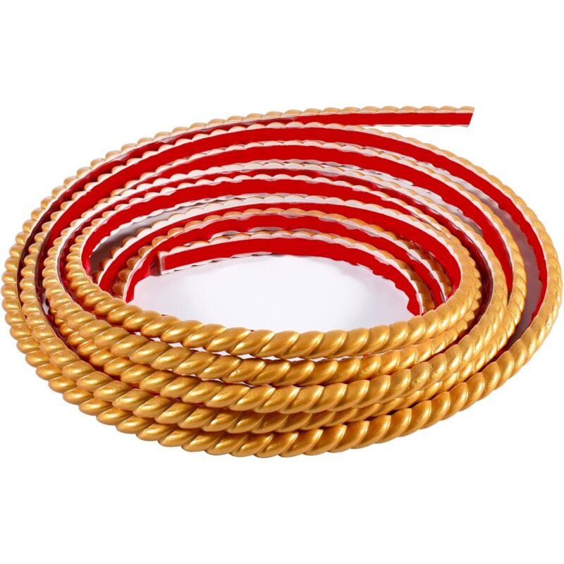5M Bande Décorative Adhésive PVC, Bordure de Papier Peint Carrelage, Décoration pour Cadre de Miroir(10mm, Doré)