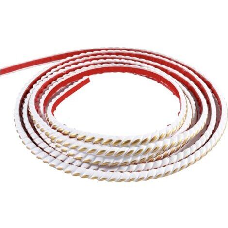 5M Bande Décorative Adhésive PVC, Bordure de Papier Peint Carrelage, Décoration pour Cadre de Miroir(10mm,Or blanc)