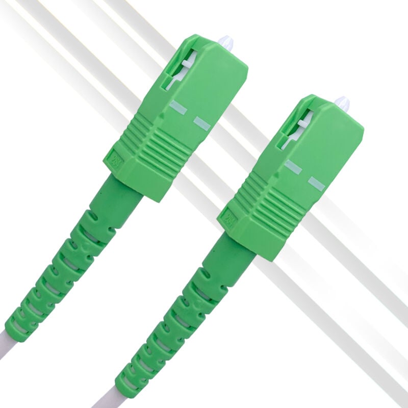 Elfcam® - 25m Cable/Rallonge Fibre Optique (Orange SFR Bouygues) - Jarretiere Simplex Monomode SC-APC a SC-APC - Blindage et Connecteur Renforcee