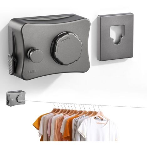 5M Corde à Linge Rétractable, Étendoir à Linge pour Intérieur et Extérieur Fils en Acier Inoxydable, Fil a Linge Retractable
