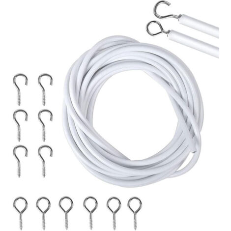 5M Crochet Rideau, Rideau Caravane, Cordon de Rideau Blanc, Kits de Cordon de Rideau, Tringle à Rideau de Douche