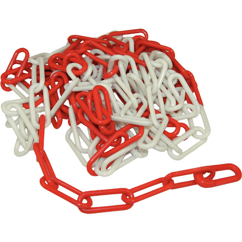 

5m de cadena de plastico, con acabado rojo/blanco, grosor 6mm