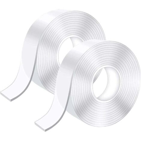 5M Doppelseitiges Klebeband Extra Stark, Transparentes Waschbares Dünnes Nano-Klebeband, , 2 Stück (1MM3CM5M)